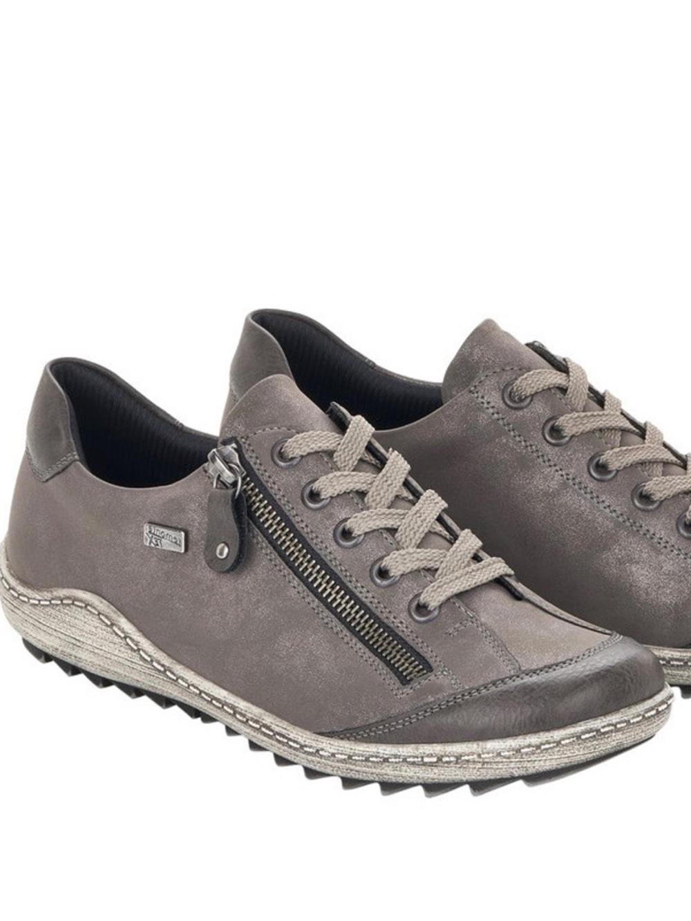 Remote gray leather smoke gray lace up shoes